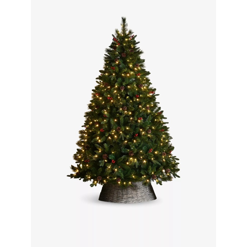 Festive Green/White Pre-Lit Ben Nevis Pine Christmas Tree - 180Cm / 6Ft
