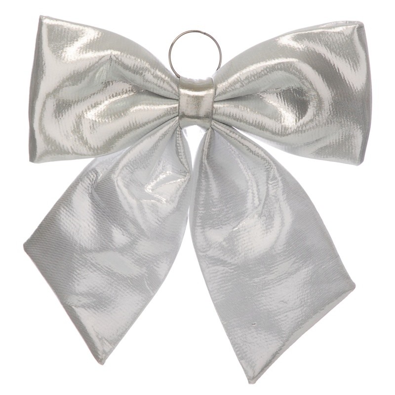 Festive Silver Metallic Effect Bow Ornament - 44cm