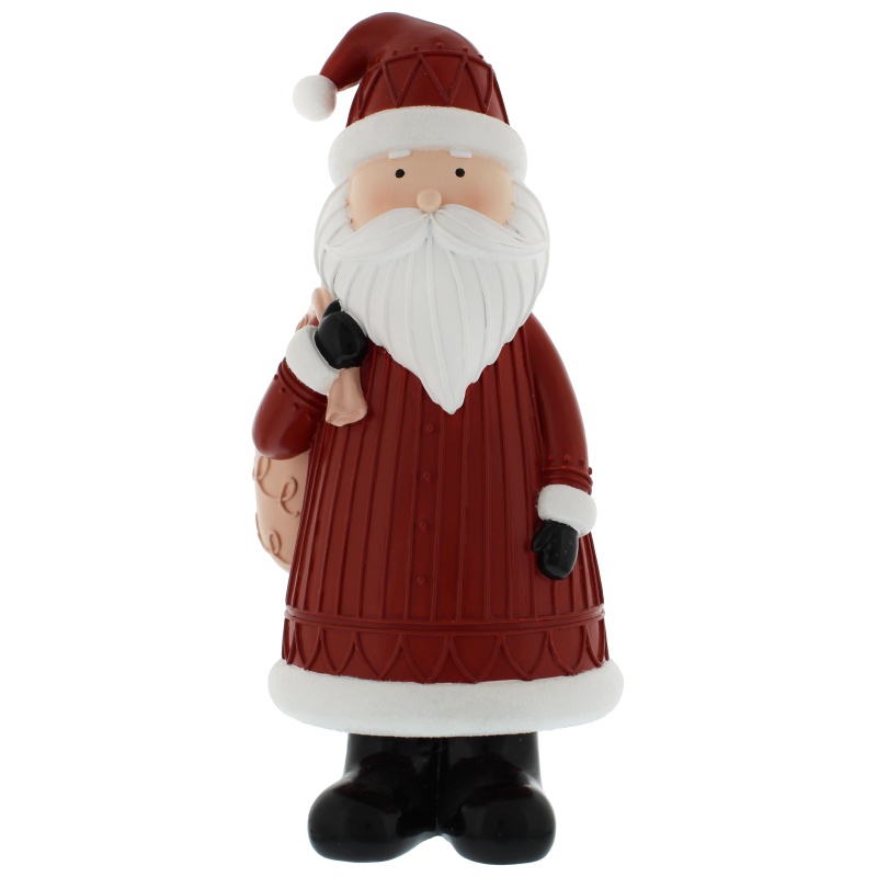 Festive White Resin Santa With Sack Decoration - 28cm