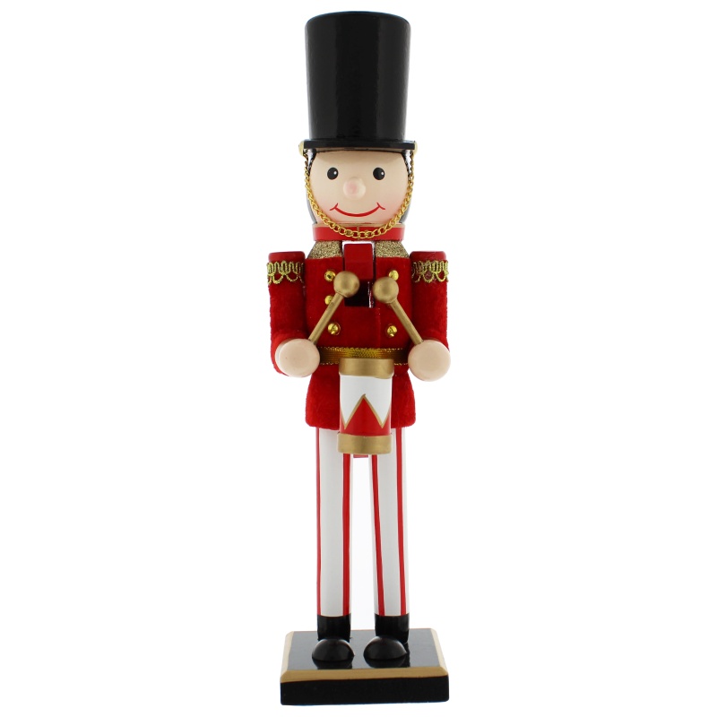 Festive Soldier Wooden Drummer Nutcracker - 30cm