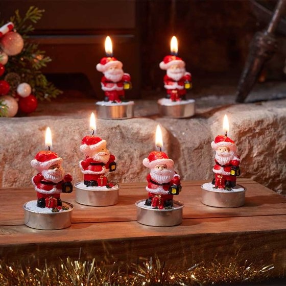 Smart Garden Set Of 6 Santa Tealight Candles