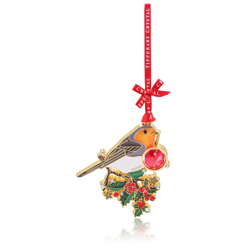 Tipperary Crystal Robin Gem Christmas Tree Decoration
