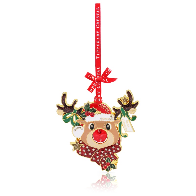 Tipperary Crystal Red Rudolf Reindeer Gem Christmas Tree Decoration