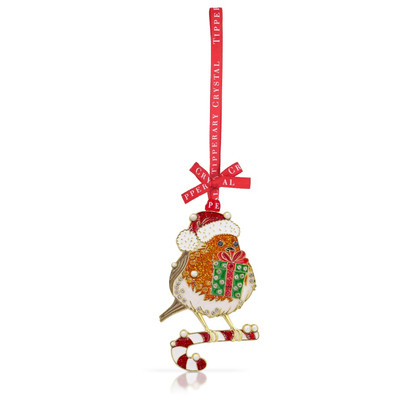 Tipperary Crystal Sparkle Robin Christmas Tree Decoration