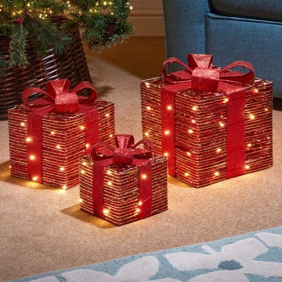 Smart Garden Set of 3 Red & Gold Gift Boxes