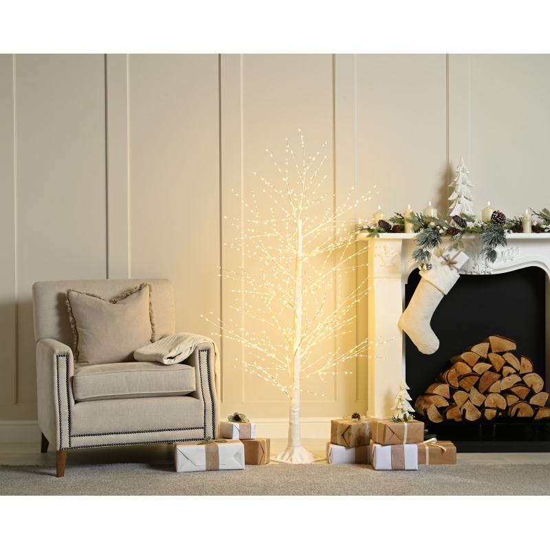 Festive Lit Microdot Twig Tree 120cm - White
