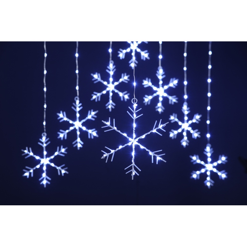 Festive Snowflake Curtain Light 120cm - White