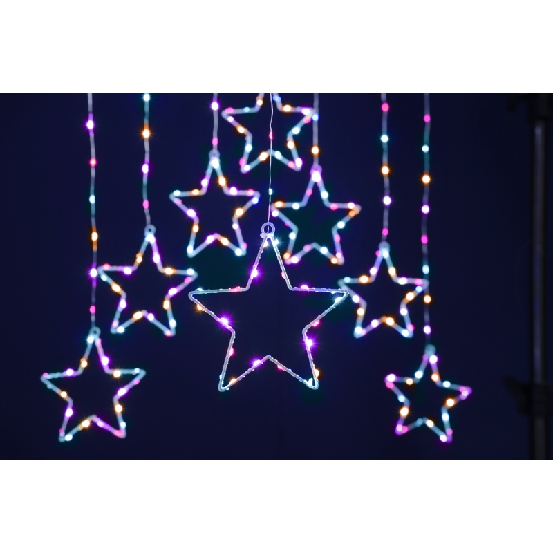 Festive Star Curtain Light Aurora 120cm - Multicolour