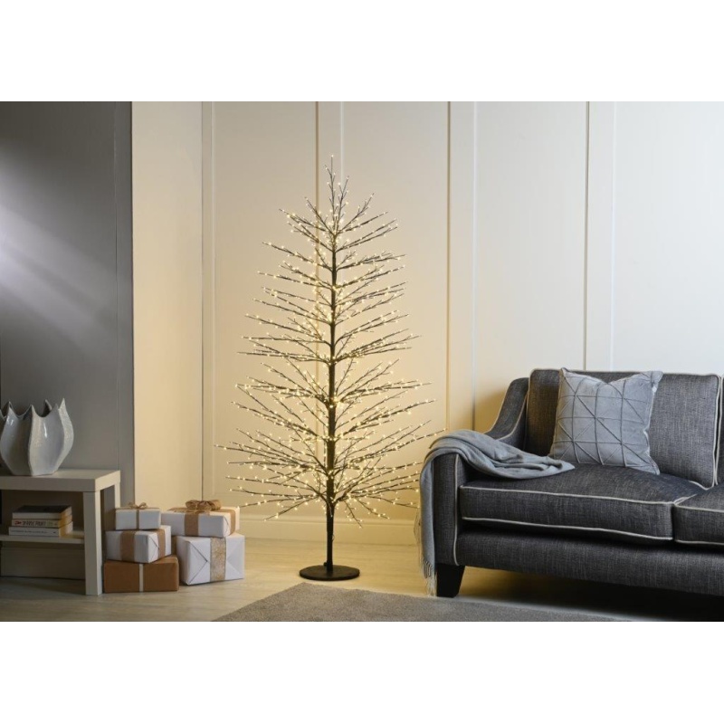 Festive Lit Microdot Black Twig Tree 120cm - Warm White