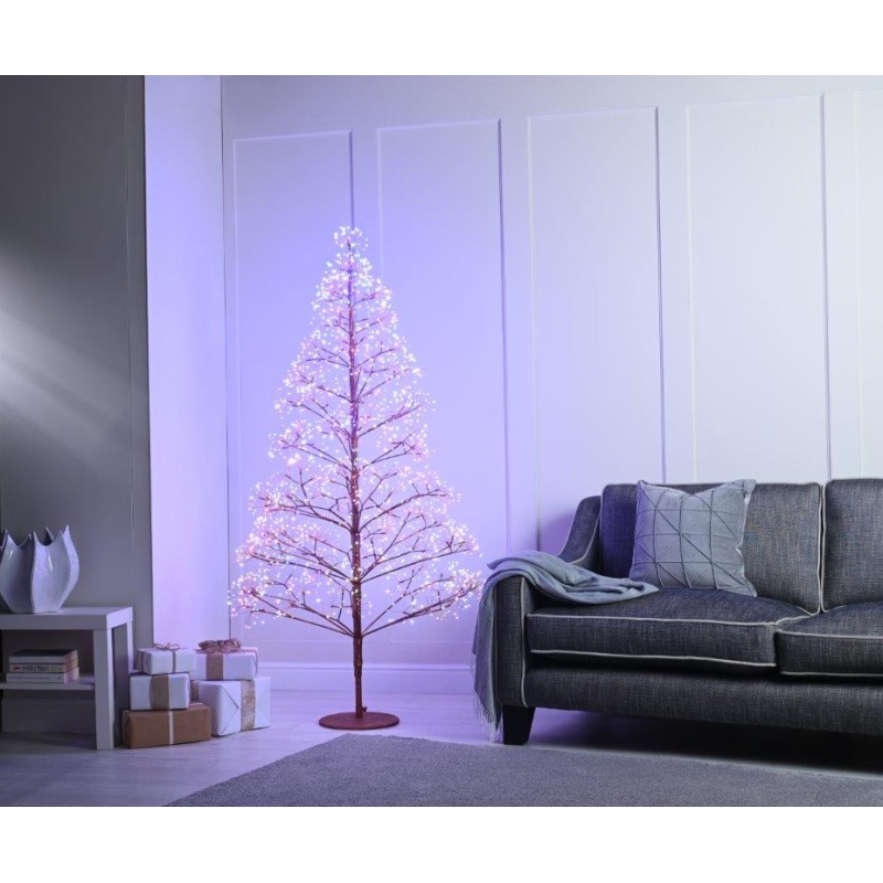 Festive Lit Colour Changing Starburst Twig Tree - 150cm