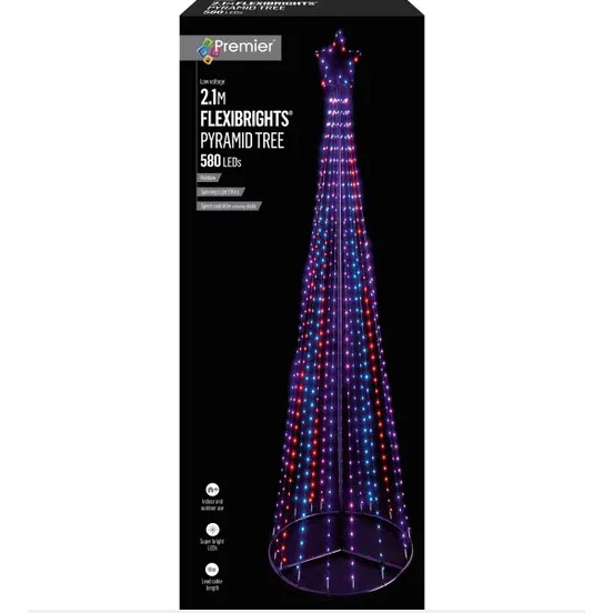 Premier FlexiBright Pyramid Tree Rainbow 2.1m - Multicolour