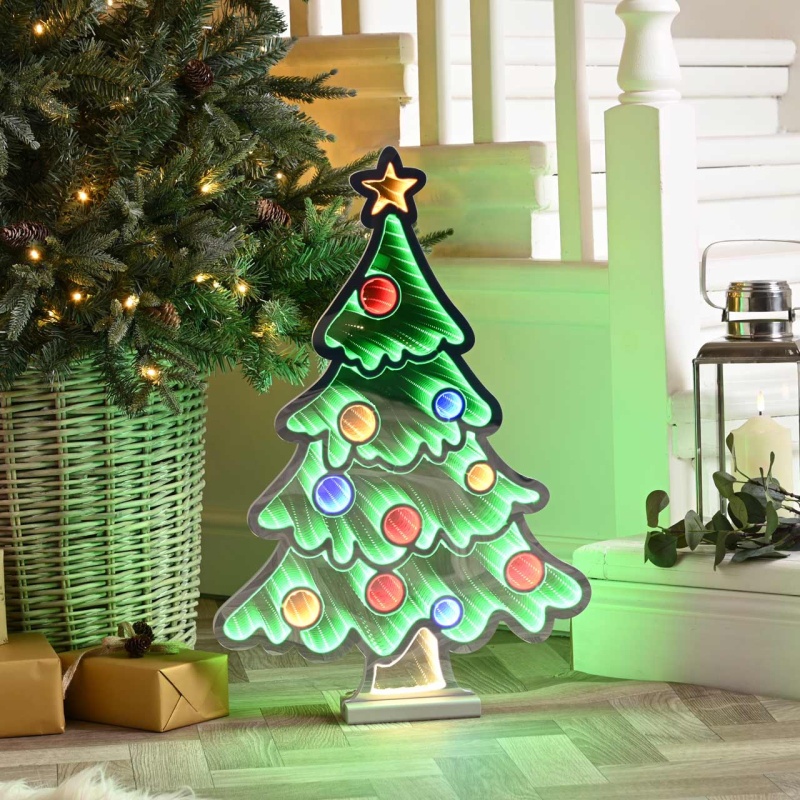 Premier Standing Christmas Tree Infinity Mirror - 60cm