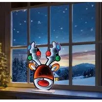 Premier Standing Stag Head with Baubles Infinity Mirror - 60cm