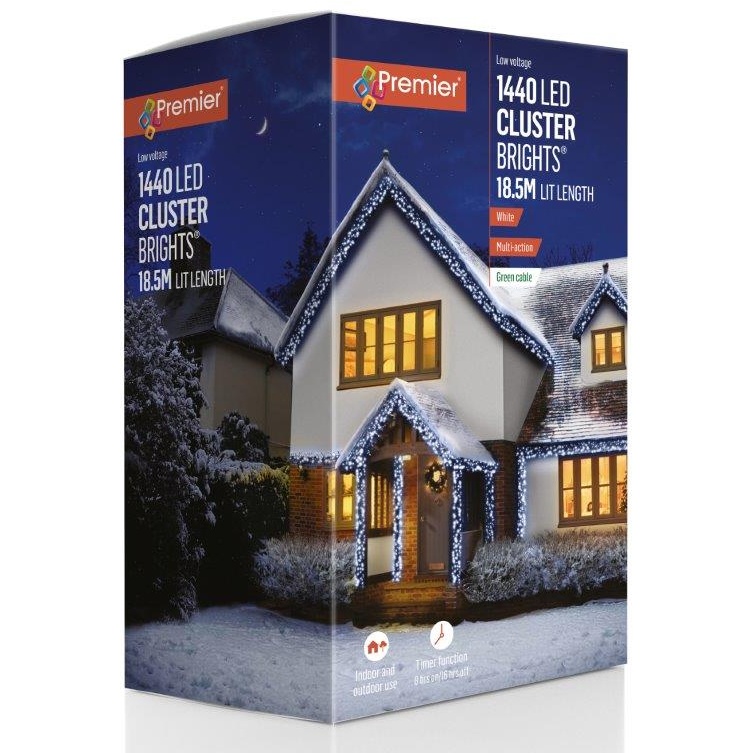 Premier 1440 LED Cluster with Timer 18.6m - White