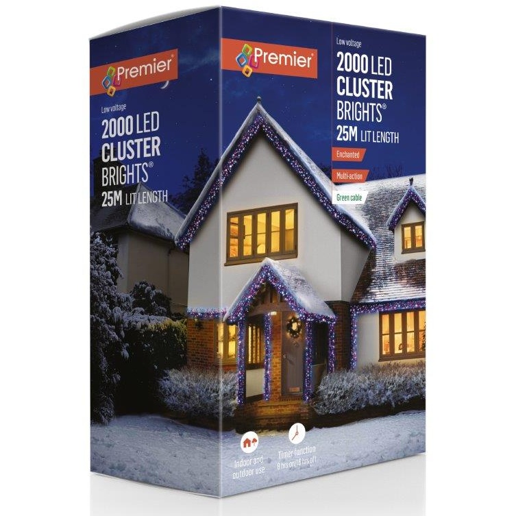 Premier 2000 LED Cluster with Timer Enchanted 25m - Multicolour