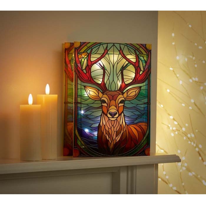 Premier Lit Stag Stained Glass - 21cm