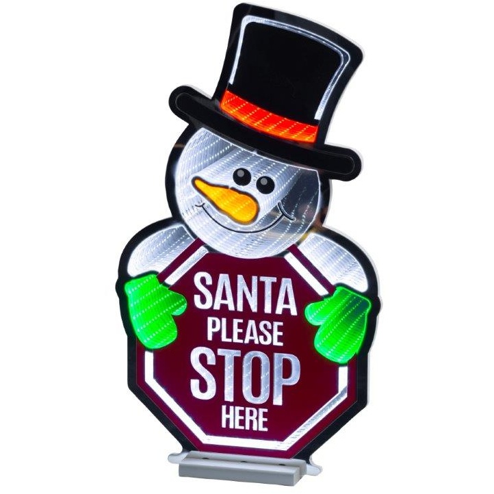 Lumineo LED Infinity Snowman Stop Here Sign 60cm
