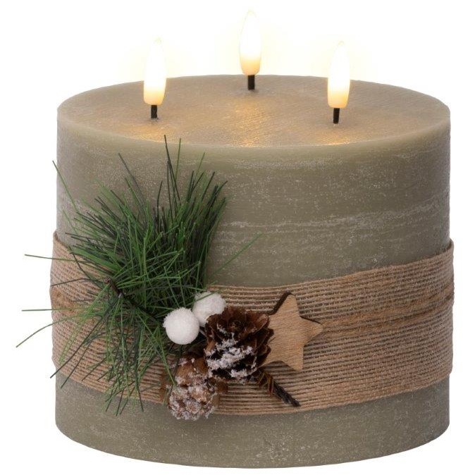 Lumineo LED Triple Wick Candle 15cm - Green