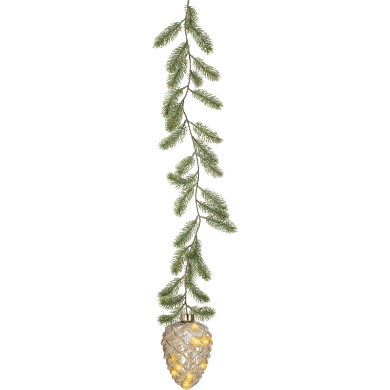 Lumineo Micro LED Glass Pinecone Light 21cm - Amber