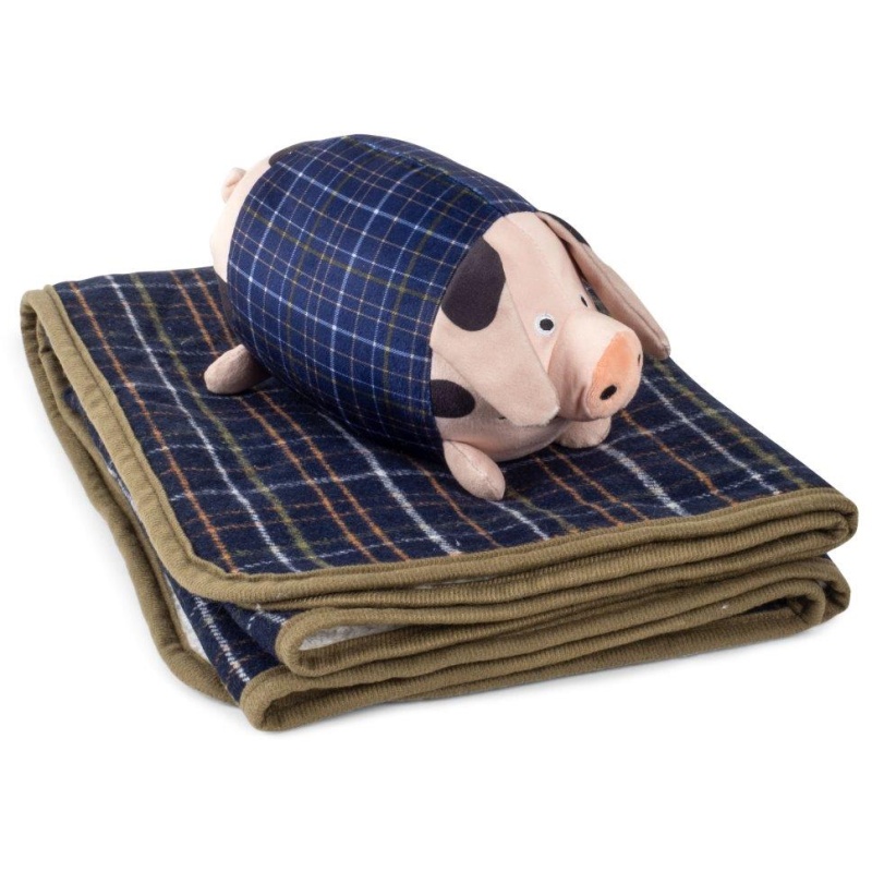 Zoon Zoon Pet Pig-In-Blanket Dog Toy & Comforter - Navy Check