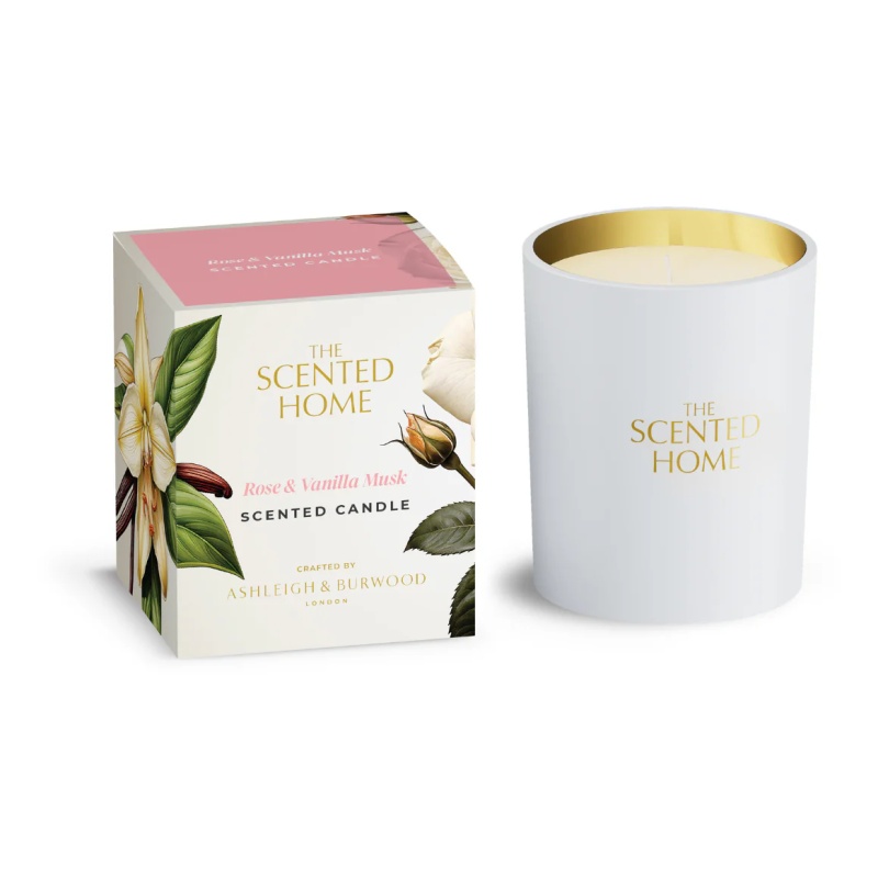 Ashleigh And Burwood White Scented Home Rose And Vanilla Musk Scented Candle - 170G