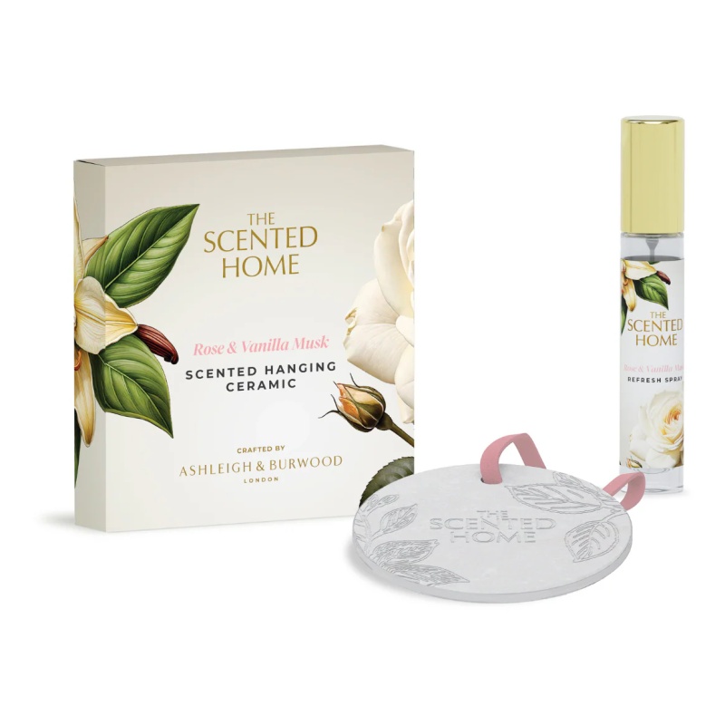 Ashleigh And Burwood White Scented Home Rose And Vanilla Musk Hanging Ceramic Pomander