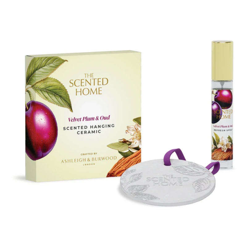 Ashleigh & Burwood Ashleigh & Burwood Scented Home Velvet Plum & Oud Hanging Ceramic Pomander