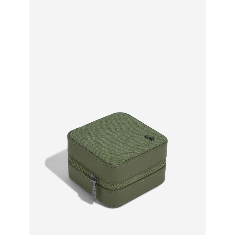Stackers Watch & Jewellery Box - Green Canvas