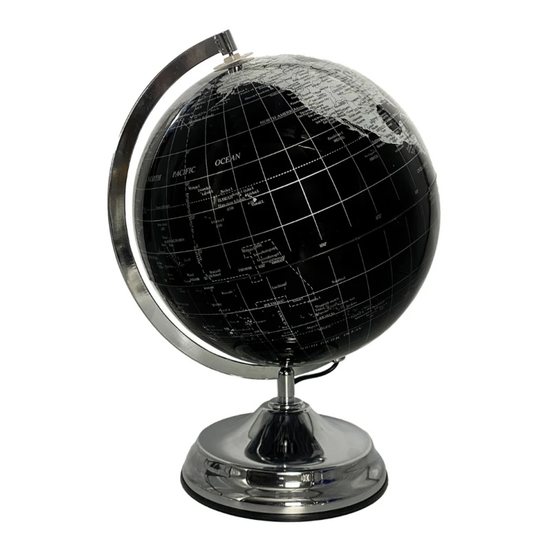 Gleneagles Black/Silver Travel Globe Led 25Cm - And