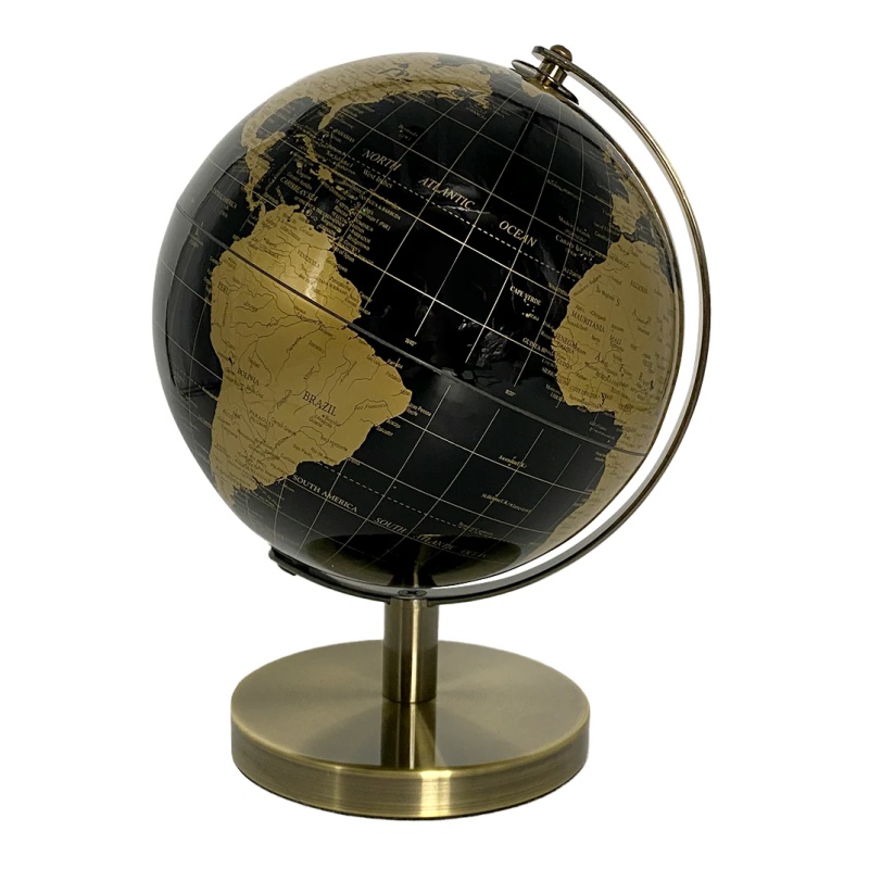 Gleneagles Black/Gold Travel Globe Led 25Cm - And