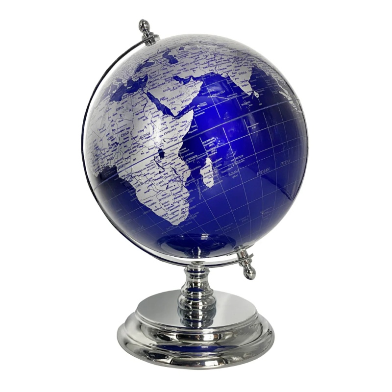 Gleneagles Silver/Blue Travel Globe Led 20Cm - And