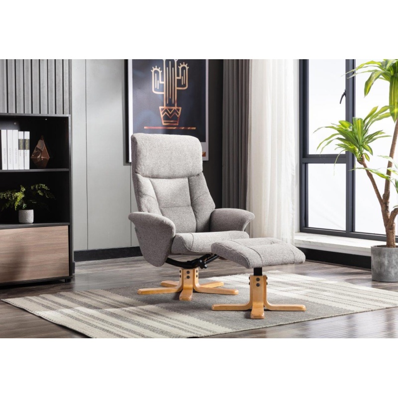 GFA Mars Recliner Chair & Footstool Set - Fossil Fabric