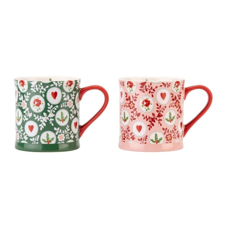 Cath Kidston Cath Kidston Christmas Holly Spots Mollie Mugs - Set of 2