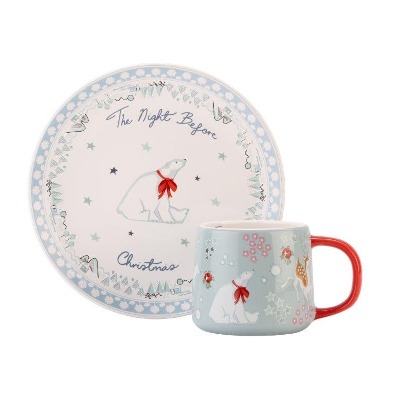 Cath Kidston Cath Kidston Christmas Eve Mini Billie Mug & Plate Set