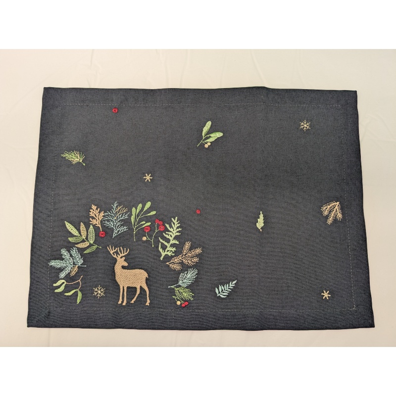 Peggy Wilkins Peggy Wilkins Fern Arch Christmas Placemat - Pewter