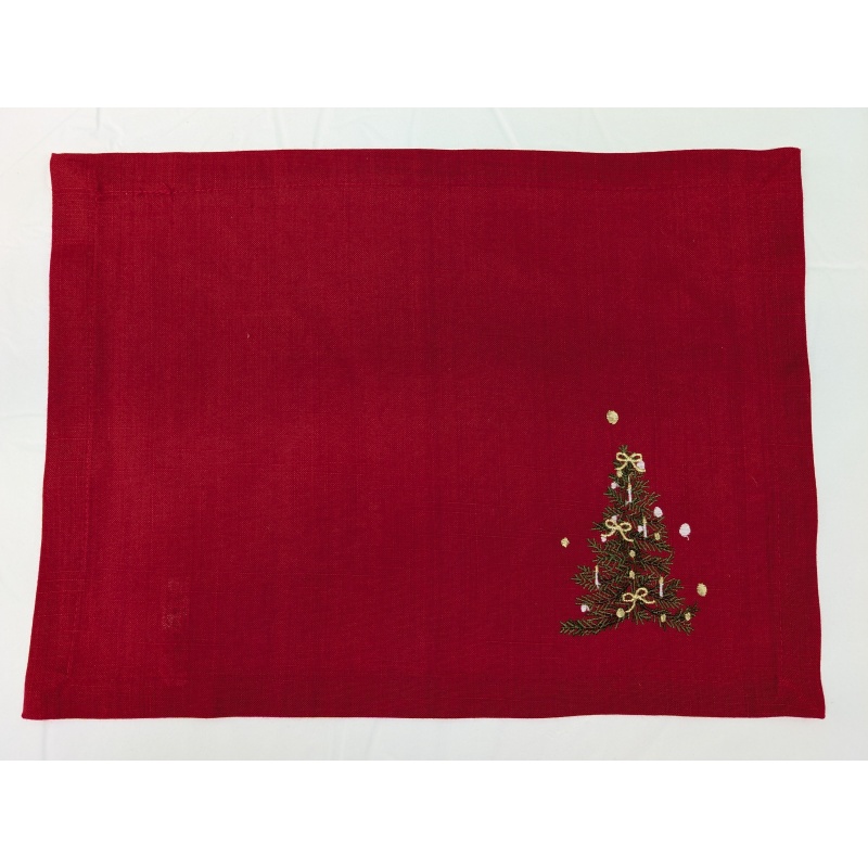 Peggy Wilkins Little Tree Christmas Placemat - Red