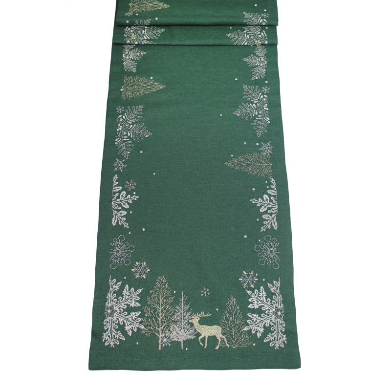 Peggy Wilkins Neve Christmas Table Runner 14"x 75" - Green