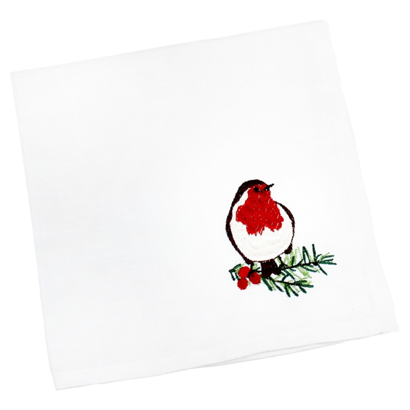 Peggy Wilkins Dawn Chorus Christmas Napkin - White