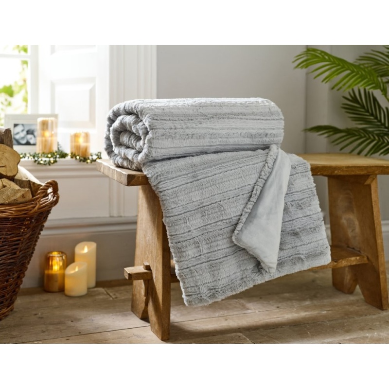 Deyongs Grey Chatsworth Faux Fur Throw 130X170cm