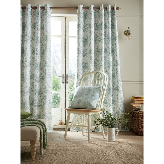 Laura Ashley Tuileries Blackout Lined Eyelet Curtains - Dark Sage