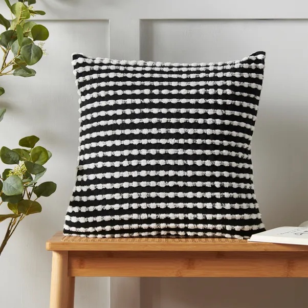 Catherine Lansfield Stab Stitch Filled Cushion 43cm - Black