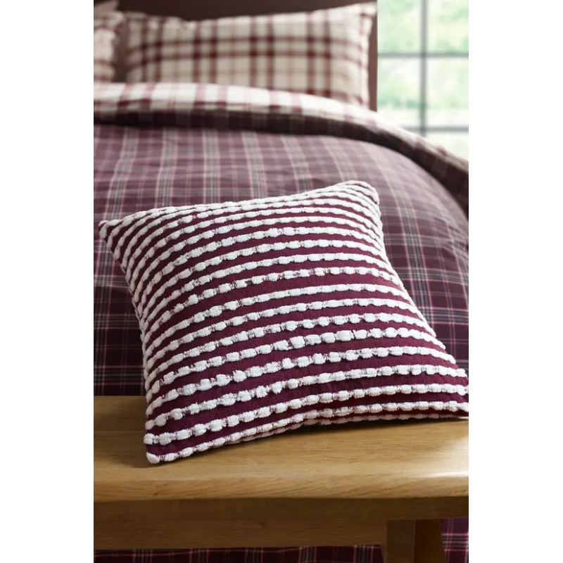Catherine Lansfield White Stab Stitch Cushion 43Cm - Plum