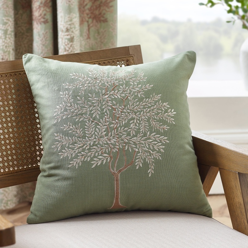 Catherine Lansfield Green Woodland Trees Filled Cushion 45Cm