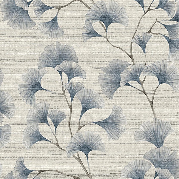 Arthouse Blue/Grey Ginkgo Leaf Trail Wallpaper