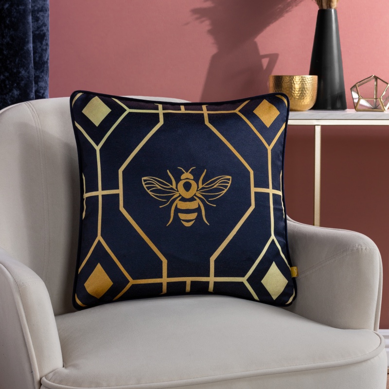 Furn Bee Deco 43cm Filled Cushion - Navy