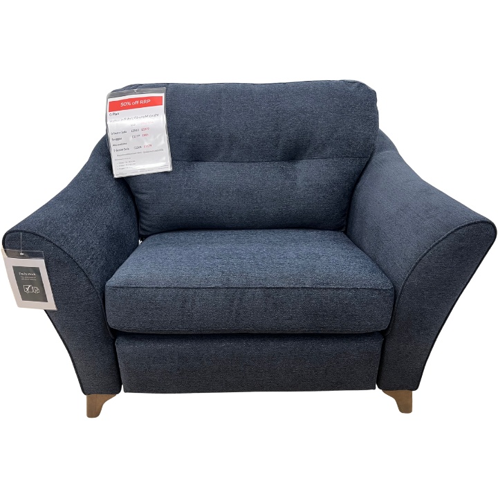 G Plan G Plan Hatton Snuggler Chair in Girona Midnight Fabric With Walnut Wood