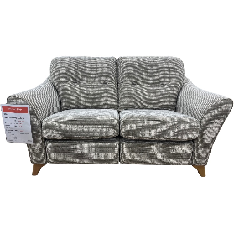 G Plan G Plan Hatton 2 Seater Sofa in Sahara Sand Fabric With Walnut Wood