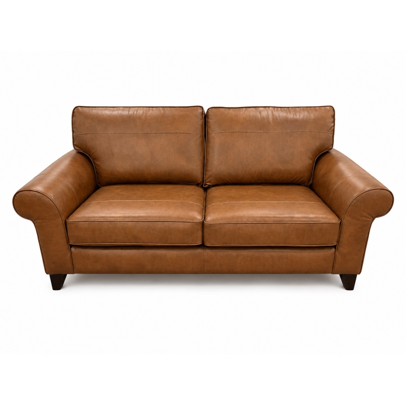 The Lounge Co The Lounge Co Penelope 3 Seater Sofa in Dallas Tan Leather With Vintage Oak Tapered Legs