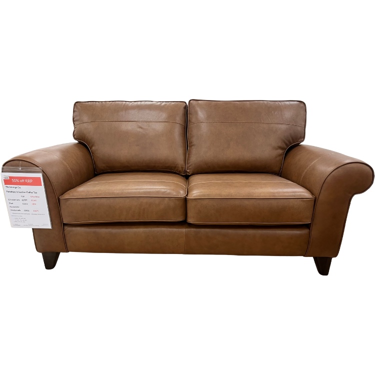 The Lounge Co The Lounge Co Penelope 2.5 Seater Sofa in Dallas Tan Leather With Vintage Oak Tapered Legs