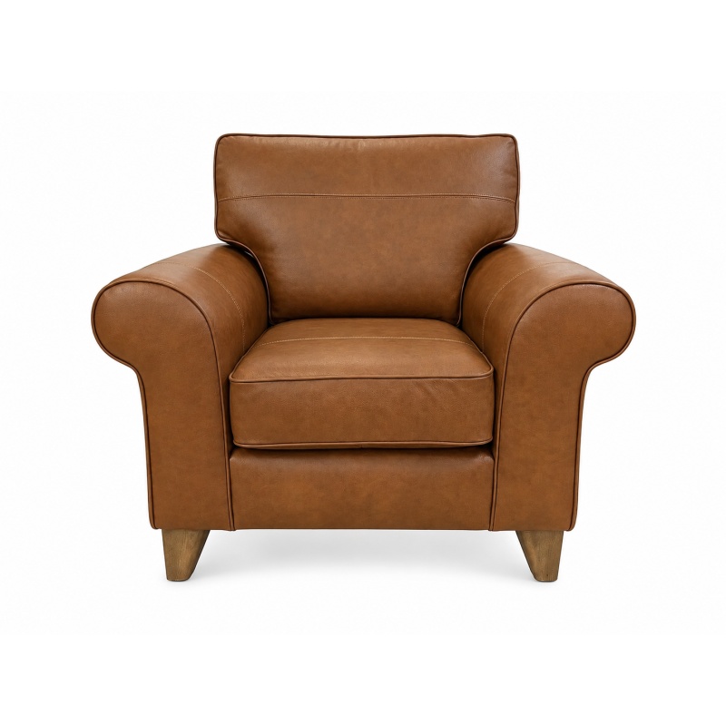 The Lounge Co The Lounge Co Penelope Chair in Dallas Tan Leather With Vintage Oak Tapered Legs